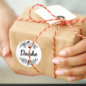 Alternative view of Danke Aufkleber, rund 3cm