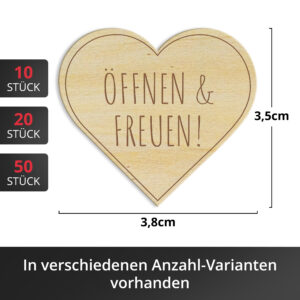 Alternative view of Öffnen und freuen Holzherzen zum aufkleben, Nachhaltige Geschenkverpackung für Weihnachten, Hochzeit o. Geburtstag mit Herzmotiv
